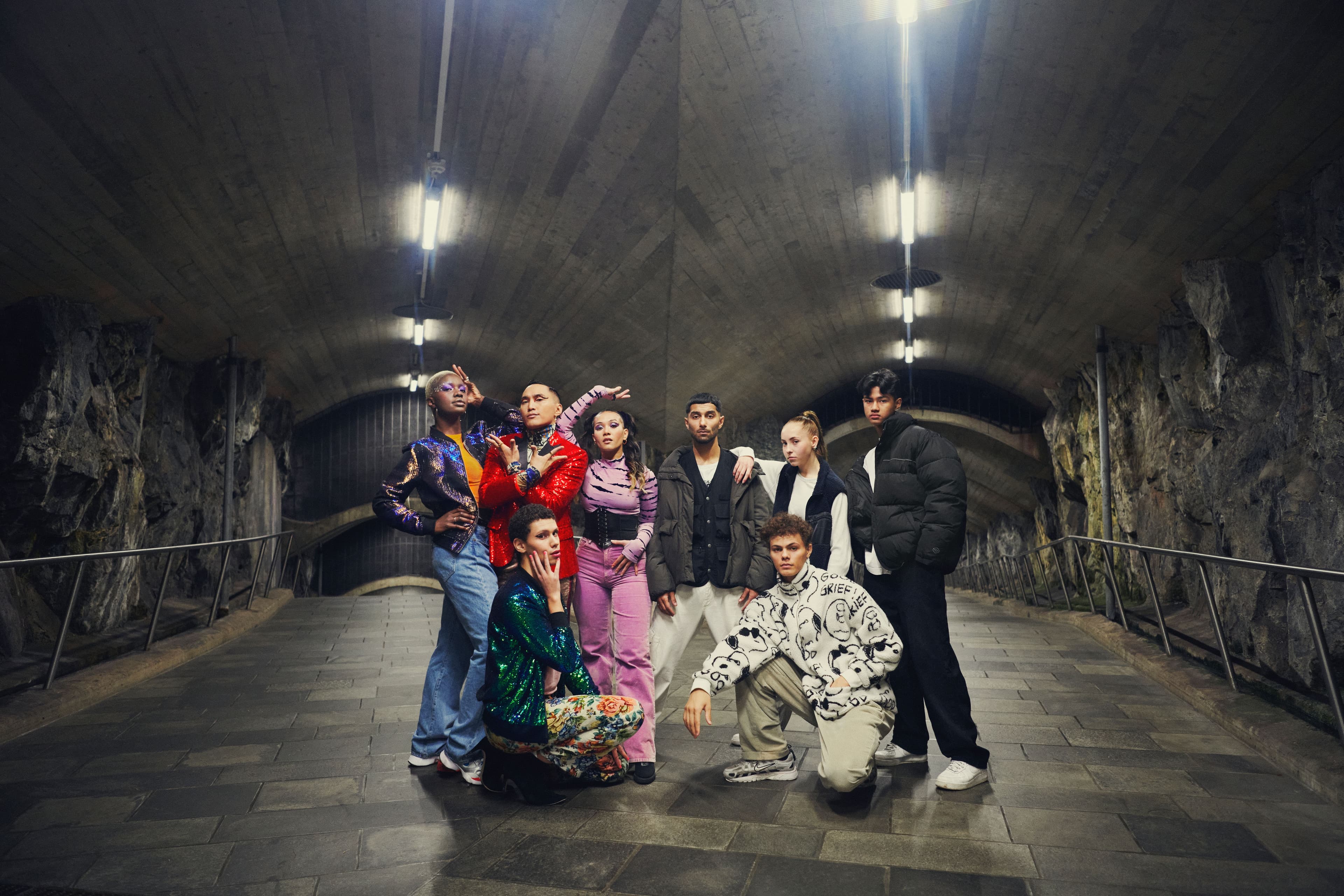 A group of kids in a subway station