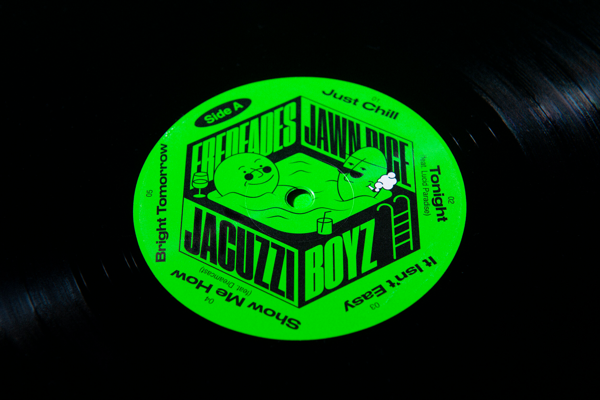Neon green vinyl center label